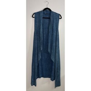VTG Christian Caliendo Women M/L Blue Flowy Maxi Cardigan Boho Festival Coastal